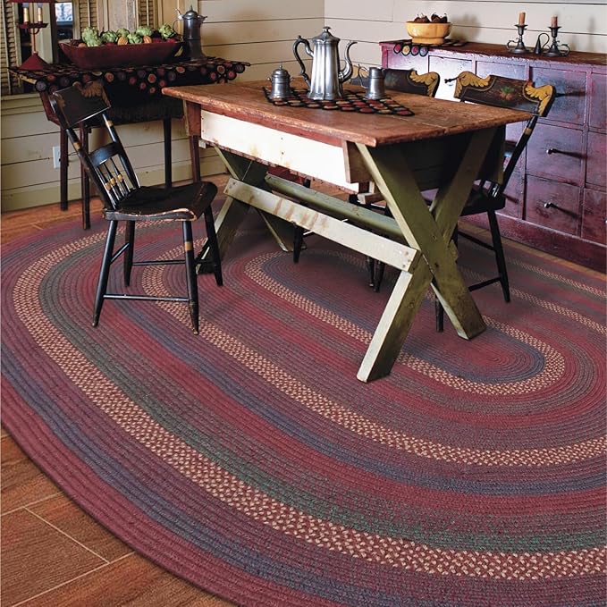 Jamestown Burgundy Braided Oval Rug, 4x6' by Homespice