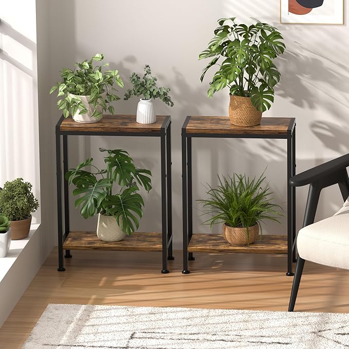 Narrow Side Table for Small Space, 2-Tier Small End Table - Image 8
