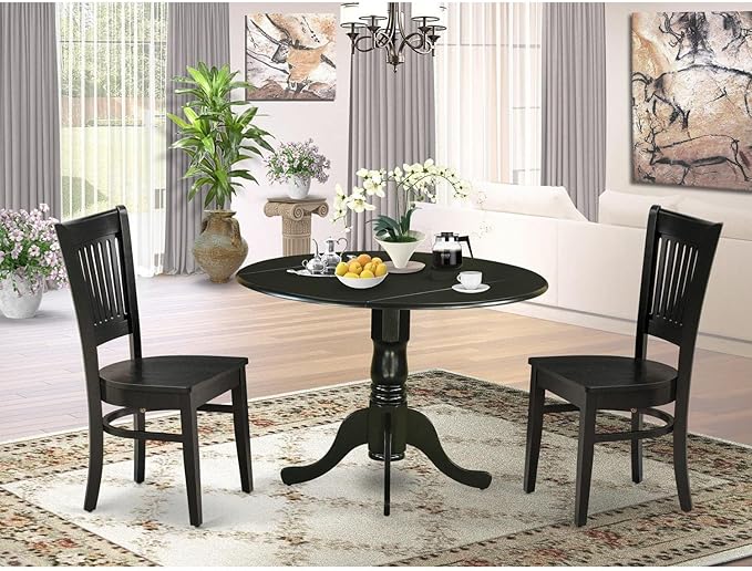 East West Furniture DLVA3-BLK-W 3 Piece Dinette Set - Image 2