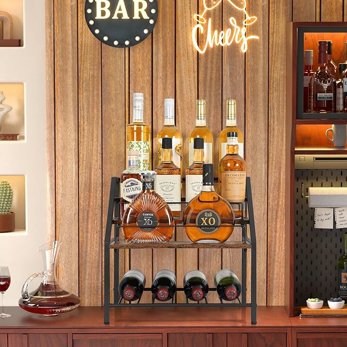 VINAEMO Wine Racks Countertop, 3-Tier Liquor Bottle Display Shelf, Coffee Syrup - Image 6