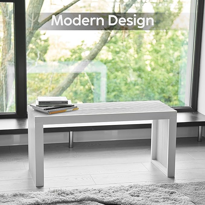 SWEVEN Bamboo Natural 36 inch Wooden Bench, Small Wood Benches - Image 5