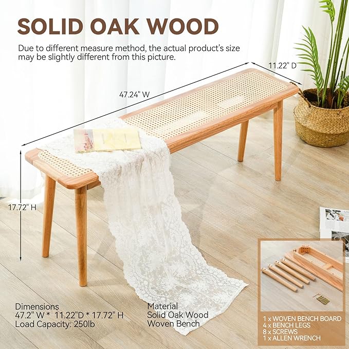Entryway Bench, Solid Wood Dining Bench, Midcentury Modern End of Bed Bench - Image 2