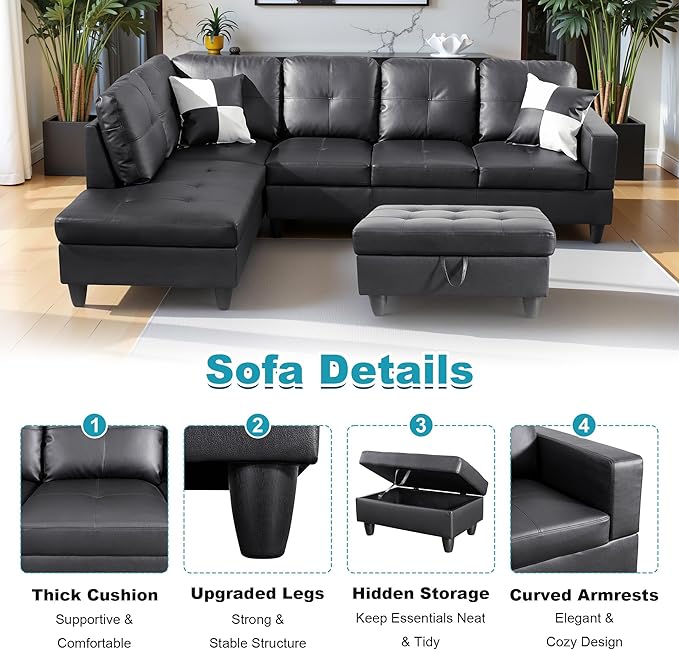 103.5" Oversized Sectional Couch, L Shaped Couch - Image 4