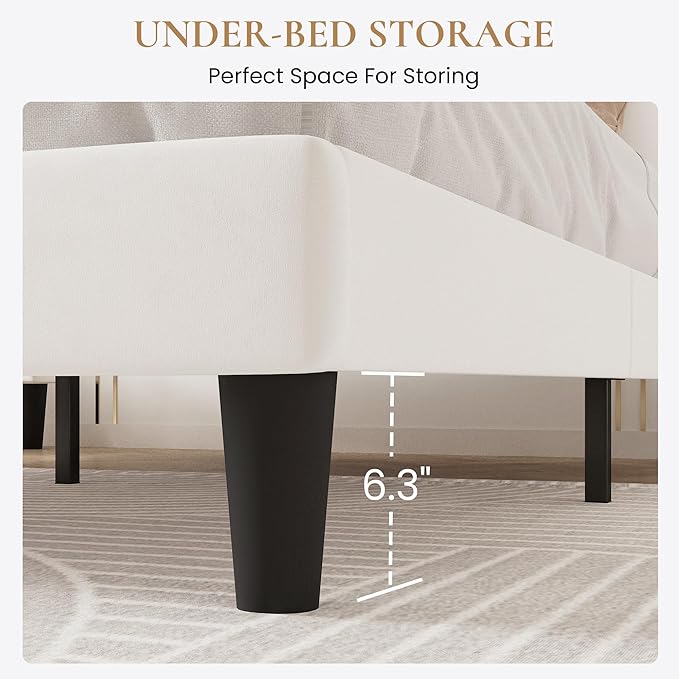 SHA CERLIN Twin Bed Frame/Velvet Upholstered Platform Bed Frame - Image 6