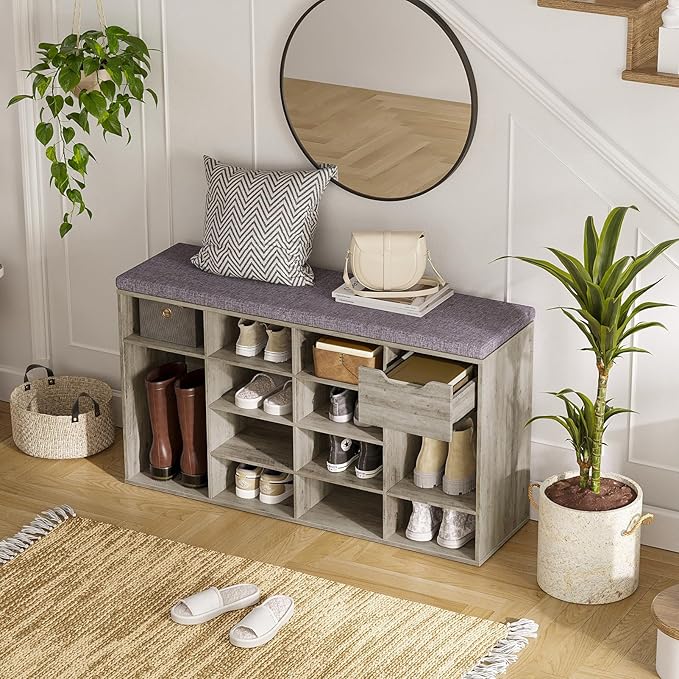DINZI LVJ Shoe Bench, Entryway Storage Bench - Image 2