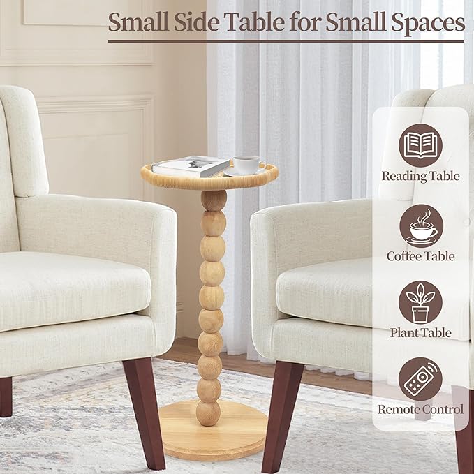 Drink Table, Boho Rattan Flower Small Side Table - Image 4