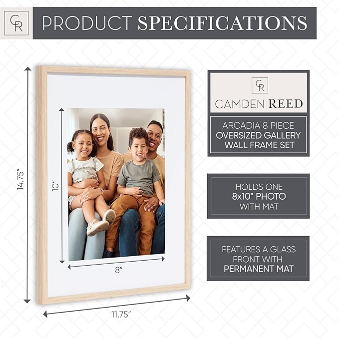 Camden Reed Arcadia 8 Piece Oversized Gallery Wall Frame, 11x14 and 11x11 inch - Image 3