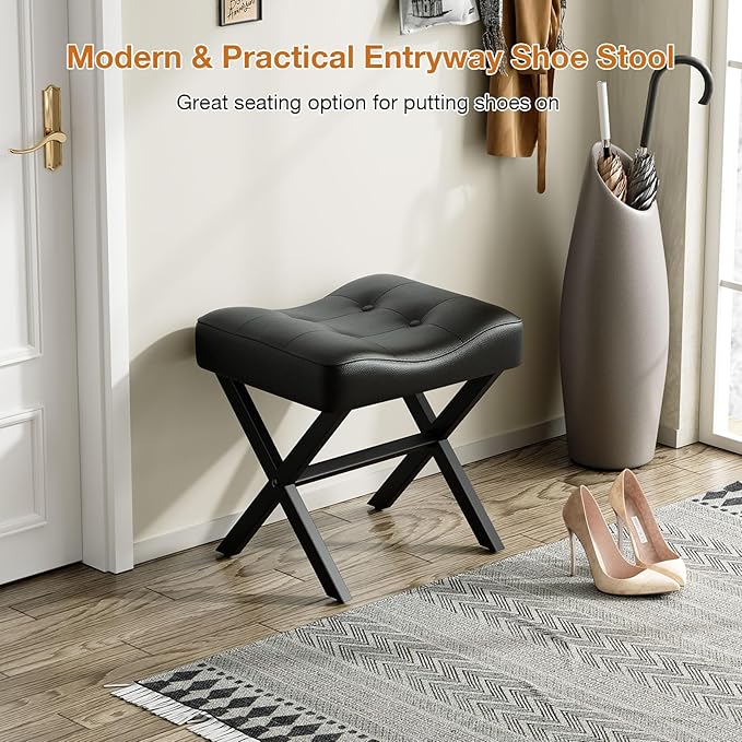 18-Inch Large Leather Vanity Stool, Vanity Chair - Image 7