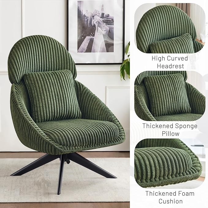 Furniliving Upholstered Swivel Accent Chair - Image 6