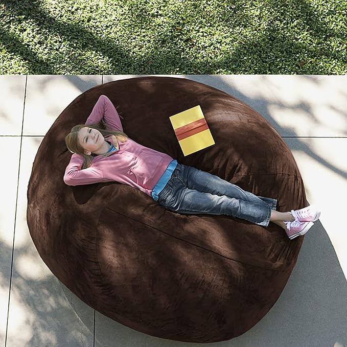 Giant Fur Bean Bag Chair Cover for Kids Adults, Living Room Furniture Big Round - Image 3