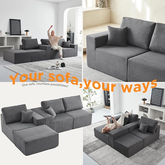 INGEROOM 108" Cloud Sectional Couch, Modular Sectional Sofa - Image 7