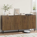 Smuxee 63" Fluted Sideboard Cabinet, Freestanding Walnut Buffet Cabinet by Smuxee