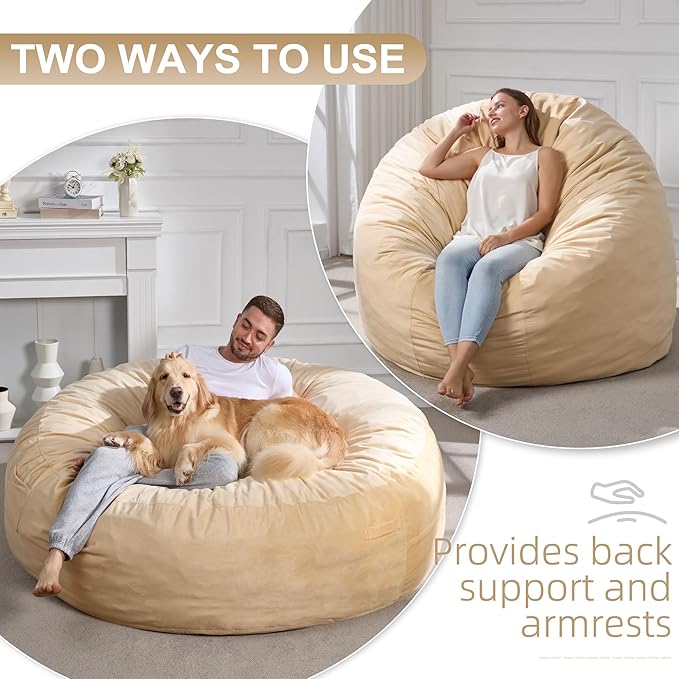 Hobestluk 6FT Bean Bag Chair Bean Bag Chairs - Image 4
