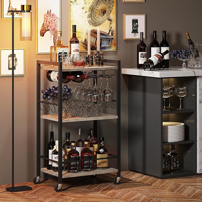 TUTOTAK Bar Cart, Home Bar Serving Cart, Small Wine Cart - Image 5