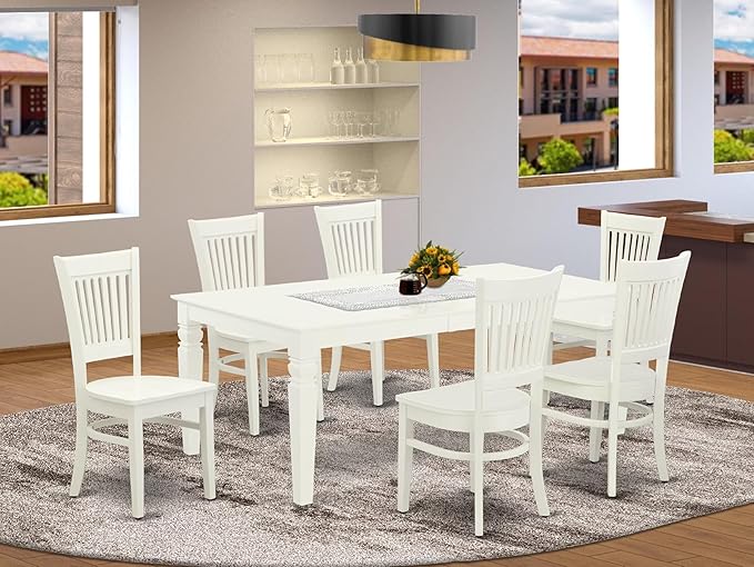 East West Furniture LGVA7-LWH-W 7 Piece Dining Room Furniture Set Consist of a - Image 2