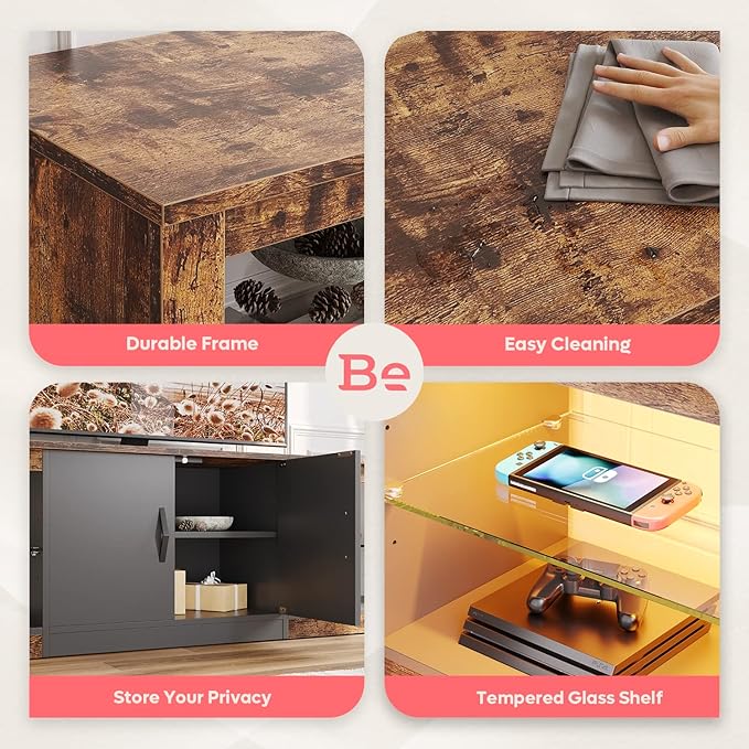 Bestier 70 Inch Led TV Stand for Large TVs - Image 5