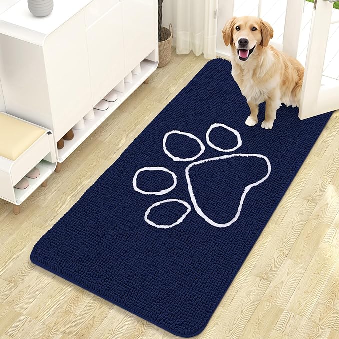 OLANLY Door Mat for Muddy Dog Paws 47x24, Ultra Absorbent Chenille Mud Doormat by OLANLY