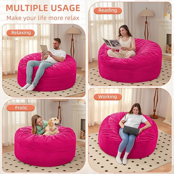 HABUTWAY Bean Bag Chair 3Ft Luxurious Velvet Ultra Soft Fur - Image 4