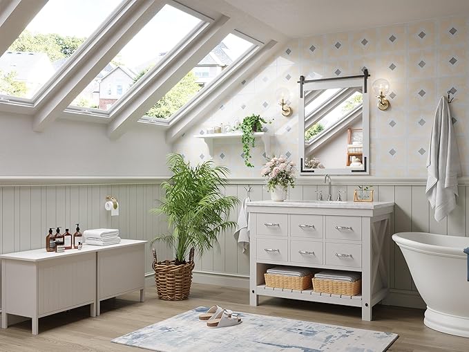 Farmhouse Bathroom Mirror 24x32 Inch, Rectangle Wall Decorative Mirrors - Image 2