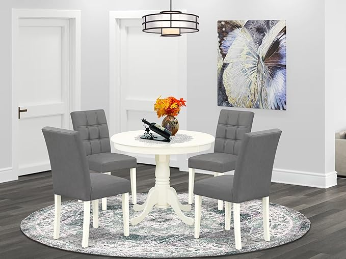 East West Furniture ANAS5-LWH-41 5 Piece Dining Table Set contain A Dinner - Image 2