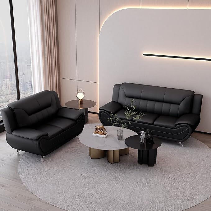 Container Furniture Direct Michael Modern Faux Leather Upholstered Stainless - Image 15