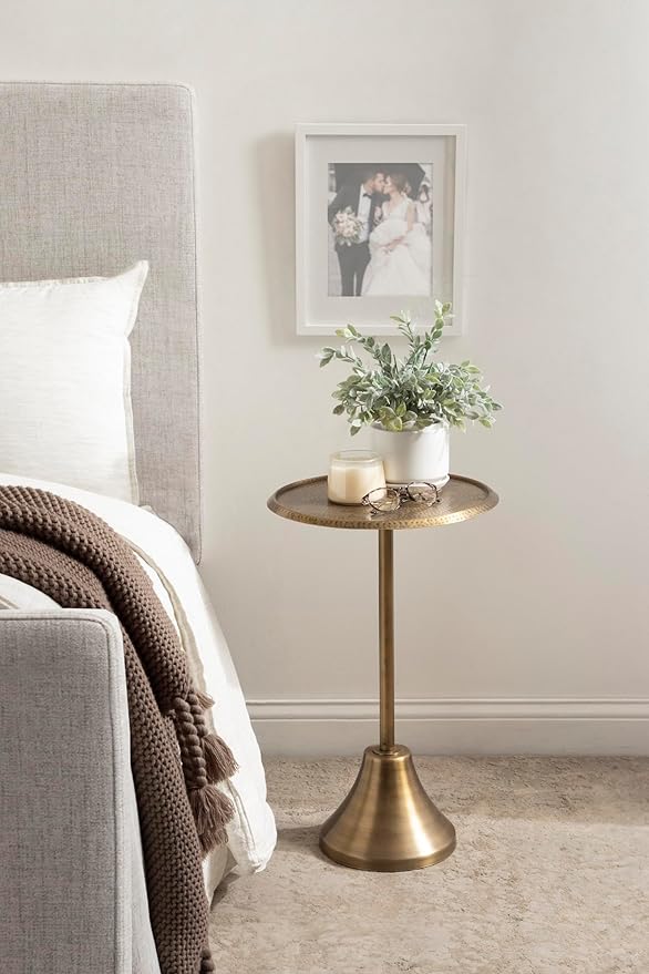 Kate and Laurel Sanzo Modern Round Pedestal Side Table; 15 x 15 x 24; Gold; - Image 4