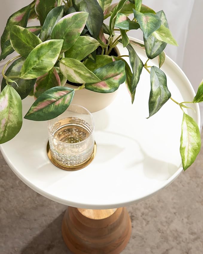 Kate and Laurel Tira Scandinavian Round Side Table, 14 x 24, Modern Circle End - Image 5