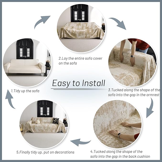 MYSKY HOME Couch Cover for Sectional Sofa Set for Dog Cat Pets Abstract - Image 5
