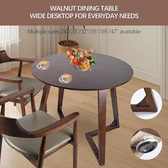 Round Rubber Solid Wood Dining Table - Image 3