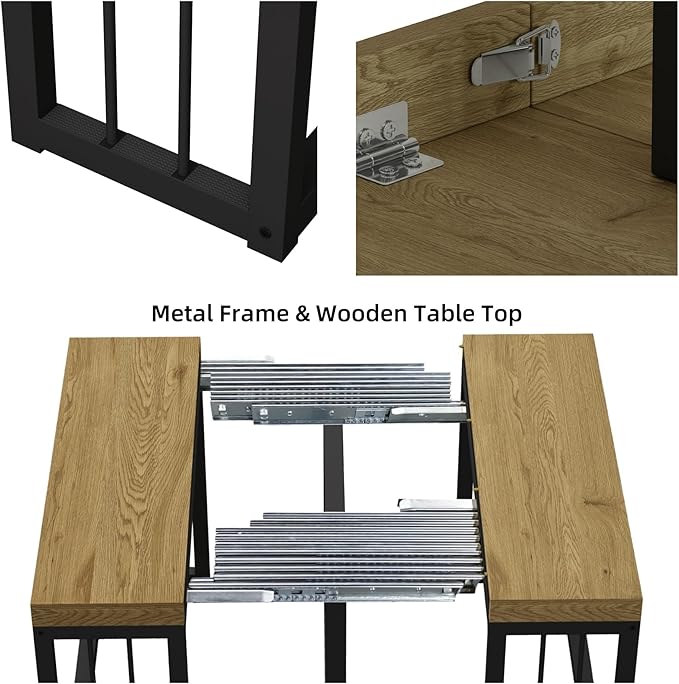 KEIKI 23.62" - 118" L Extendable Foldable Dining Room Table - Image 6