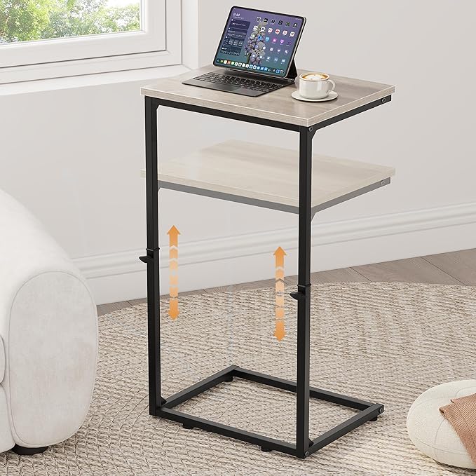 Vagusicc C Shaped End Table for Couch, 33.2'' Extra Tall C Table Adjustable by Vagusicc