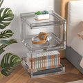 Acrylic Side Table Modern Side Table Clear Nightstand Assembly Required Storage by HOMEMORE