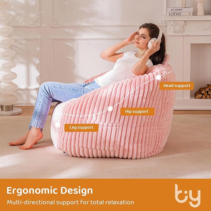 BYBYME Giant Bean Bag Chair for Adults and Kids, Large Comfy Cozy Beanbag - Image 5