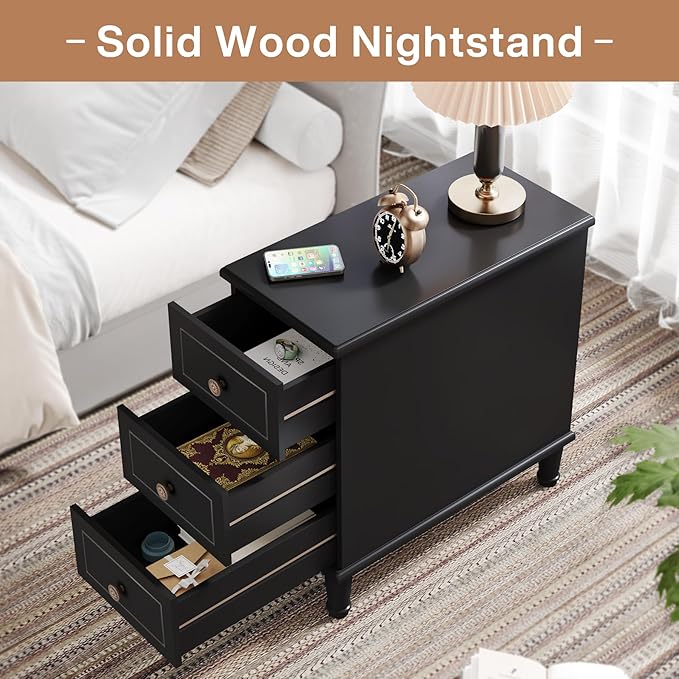 Tribesigns Solid Wood End Table Set of 2, Fully Assembled Narrow Side Table - Image 5