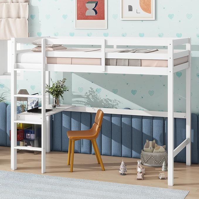 HomSof Twin Loft Bed with Built-in Desk - Image 4