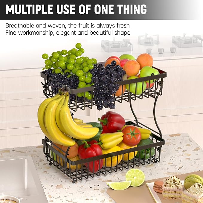 Fruit Basket, 2-Tier Fruit Bowl - Image 4
