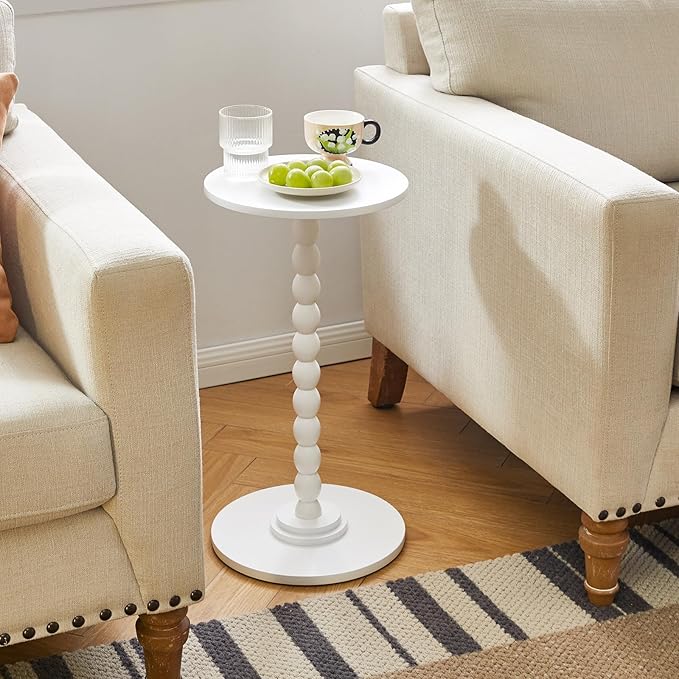Side Table, Wood Round Drink Table, Small End Table, Weighted Base Pedestal - Image 6