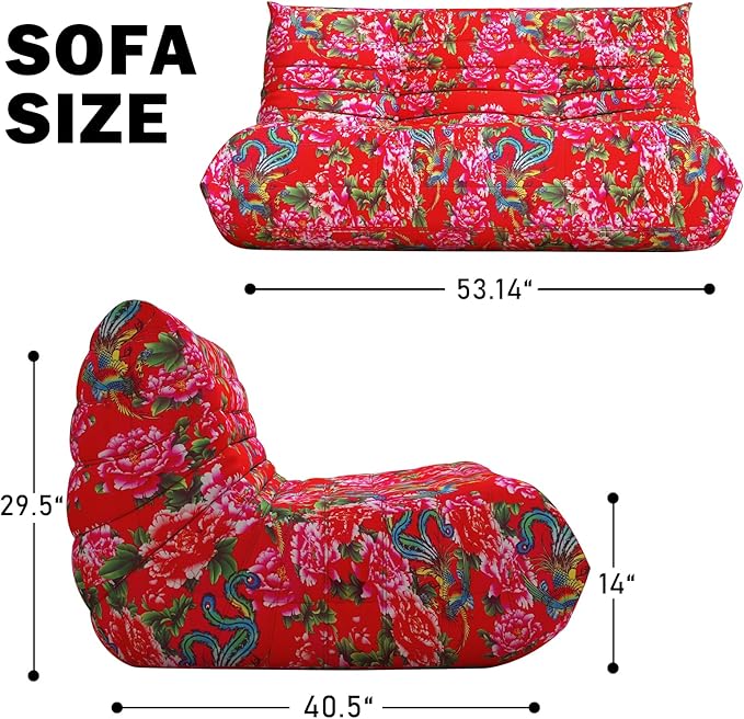 Bean Bag Chair, Loveseat Fireside Chair Bean Bag Sofa Large Bean Bag Chair - Image 2
