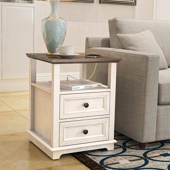 18" Wide End Table with Fast Charging Station Set of 2, 18” Wide Sofa End Table - Image 8