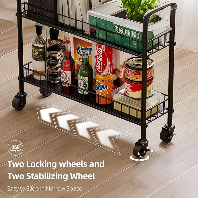 6-Tier Slim Storage Cart, Rolling Kitchen Cart - Image 4