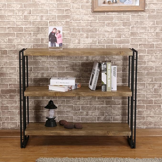 3 Tier Bookshelf Rustic Industrial Bookcase - Image 4
