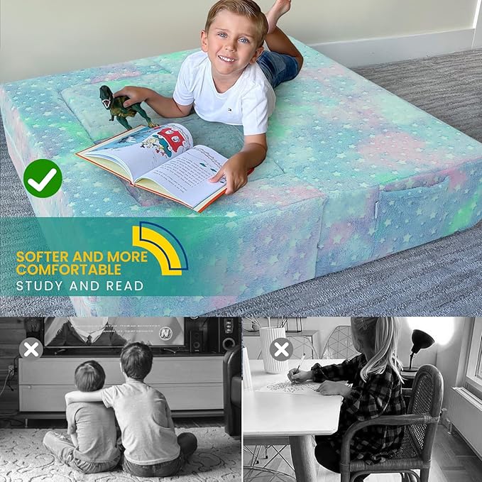 MeMoreCool Kids Play Couch for Playroom, Toddler Glow in Dark Sofa, Modular - Image 6