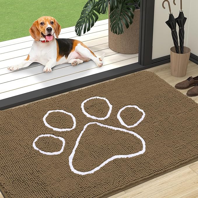 OLANLY Door Mat for Muddy Dog Paws 47x32, Ultra Absorbent Chenille Mud Doormat by OLANLY