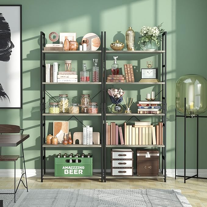 NUMENN 5 Tier Bookshelf, Tall Bookcase Shelf Storage Organizer, Modern Book - Image 2
