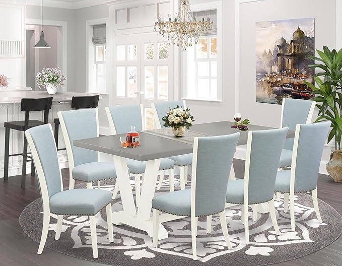 East West Furniture V097VE215-9 9 Piece Dining Set Includes a Rectangle Dining - Image 2