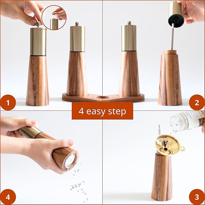 Gold Salt and Pepper Grinder Mill Set - Image 4