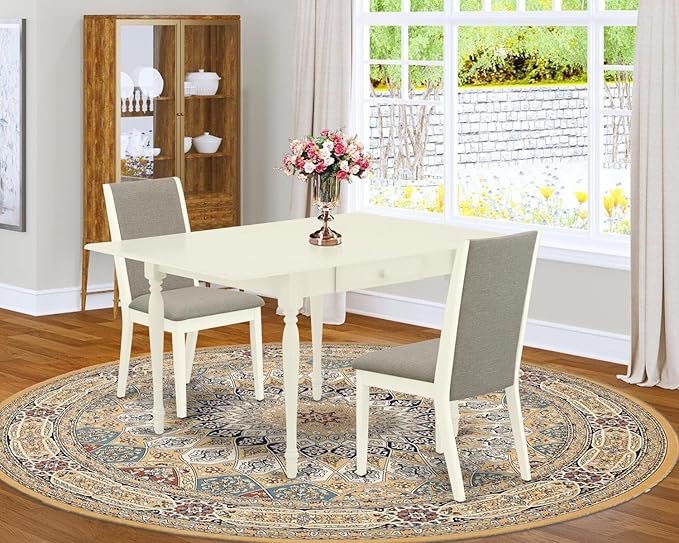 East West Furniture MZLA3-LWH-06 3 Piece Kitchen Table & Chairs Set Contains a - Image 2