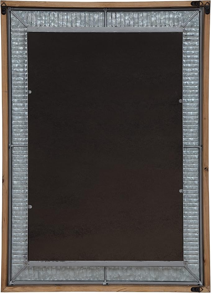 Kate and Laurel Deely Farmhouse Wood and Metal Wall Mirror, Rustic Brown - Image 5