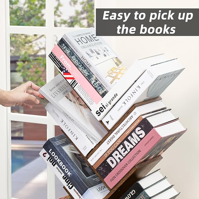 10 Tier Tree Book Shelf, Floor Standing Wood Bookshelf - Image 8