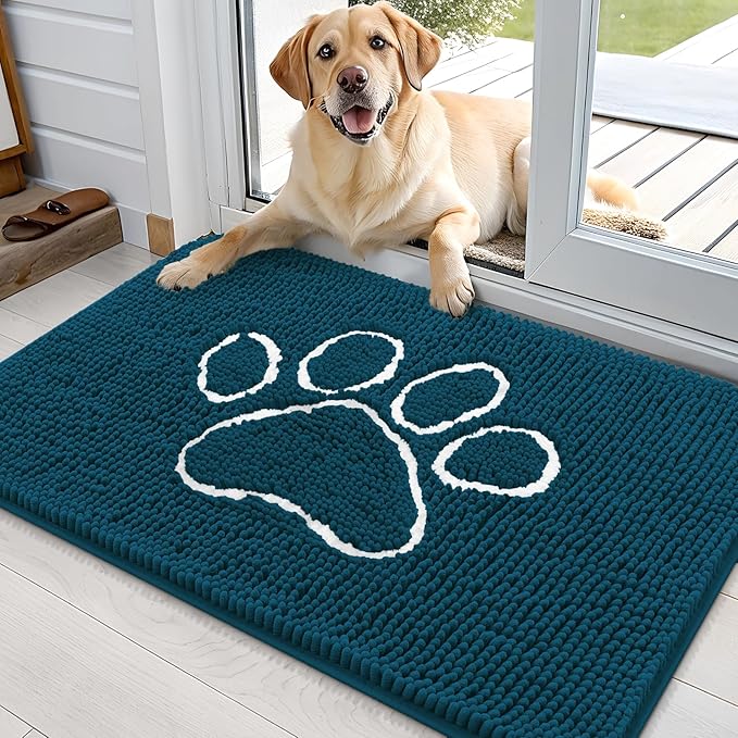 OLANLY Door Mat for Muddy Dog Paws 36x24, Absorbent Chenille Mud Doormat by OLANLY